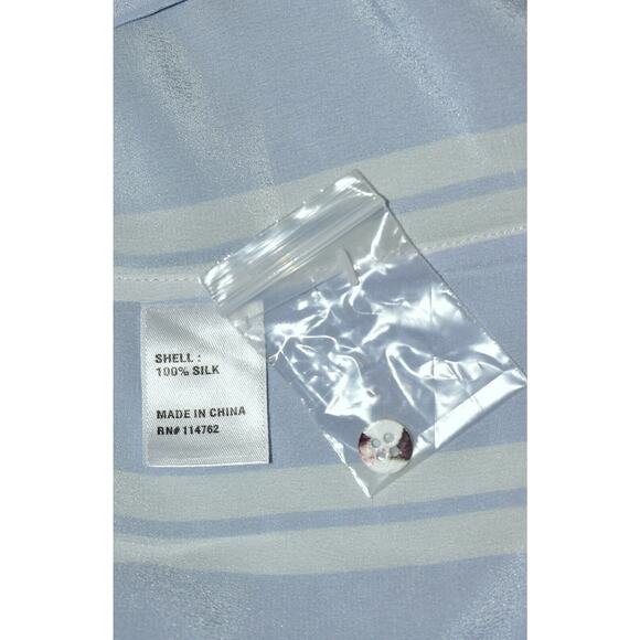 B0 NWT FRANCES AUSTEN The Stripe Button Down Halogen Blue/White Blouse Sz S $185 - Picture 7 of 7